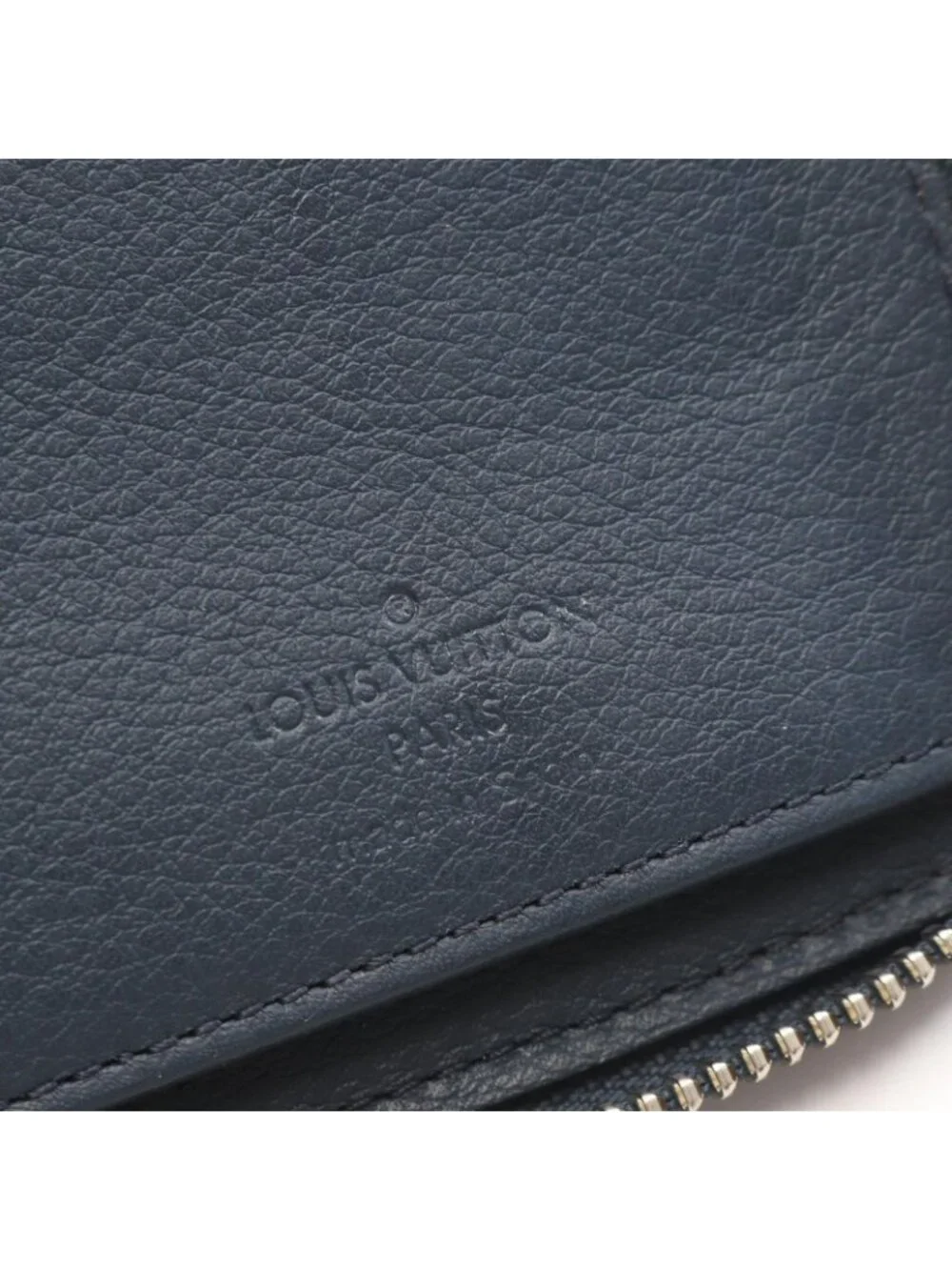 Louis Vuitton Round Wallet Zippy Vertical Navy Leather